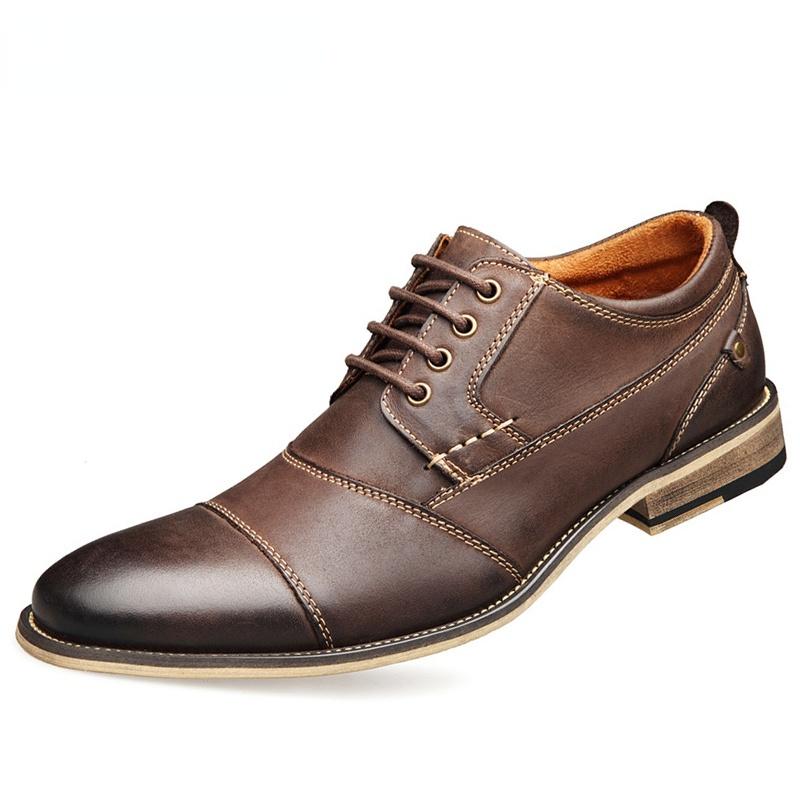 Brand Men Shoes Top Quality Oxfords British Style Men Genuine Leather Dress Shoes Business Formal Shoes Men Flats Plus Size 47