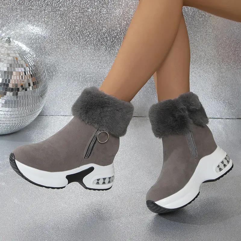 Women's Lightweight Comfortable Cold Warm Padded Snow Boots Non-slip Wear-resistant Outdoor Casual Sneakers Cotton Boots