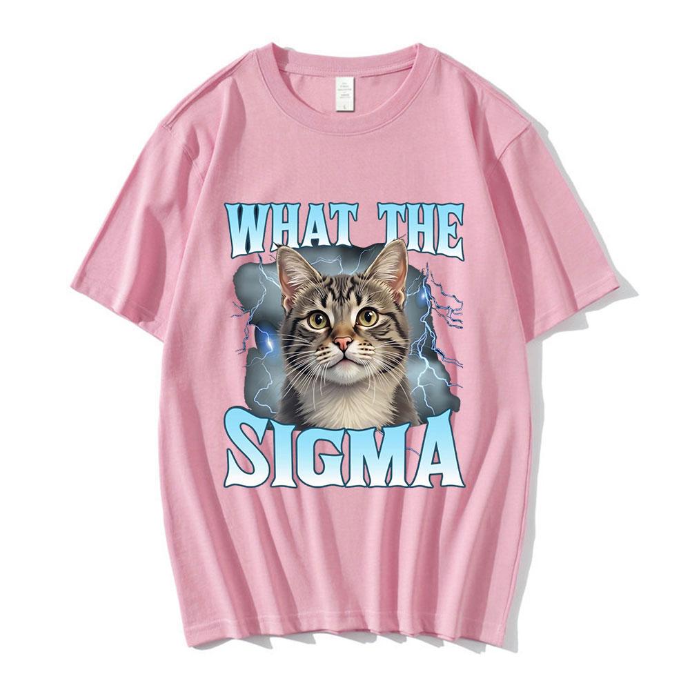 What The Sigma Funny Meme Cat Graphic TShirts Unisexs Women Cotton Casual Oversized Short Sleeve T Shirts Fashion Cotton T Shirt