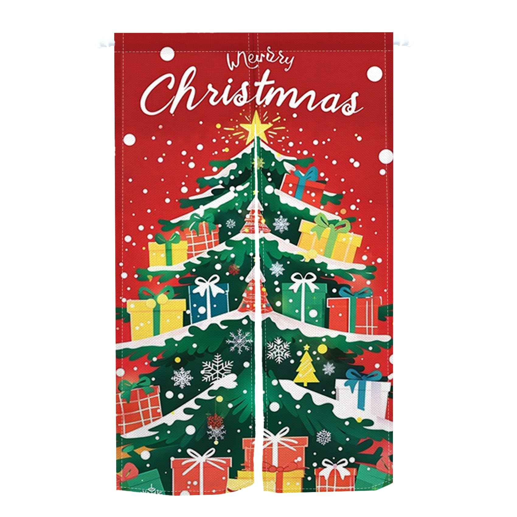 

Qinunipoto Рождественский Норен 85 см Ширина х 150 см Рождественская Елка Подарочная Коробка Стильный Интерьер Дверной Проем Конфиденциальность Перегородка Комнаты Ворота Легко Подходит для Всех Сезонов