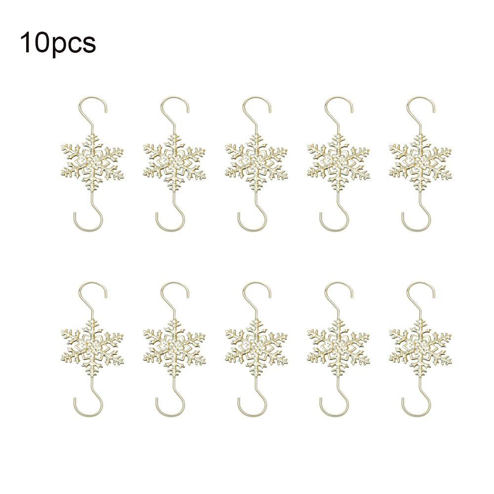 

10 шт. Крючки-снежинки для рождественских снежинок, из нержавеющей стали, крючок для украшения рождественской елки, венок золотой