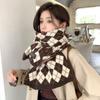 Plaid  Check Scarf Thickened Winter Cashmere Shawl Fashion Y2K Checkered Scarf  Unisex