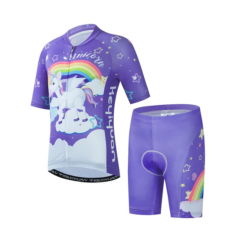Fahrradtrikot Set Junge Mädchen Kurzarm MTB Radbekleidung Anzug Kind Fahrradbekleidung Abbigliamento Ciclismo 2026 Sommer Atmungsaktives Radsportanzug Set