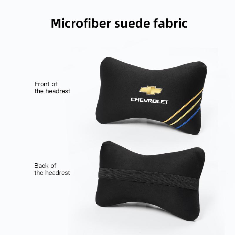 Car Headrest Pillow Lumbar Support Suede Neck Rest Back For Chevrolet Camaro Equinox Traverse Montana Silverado Trax Keychain