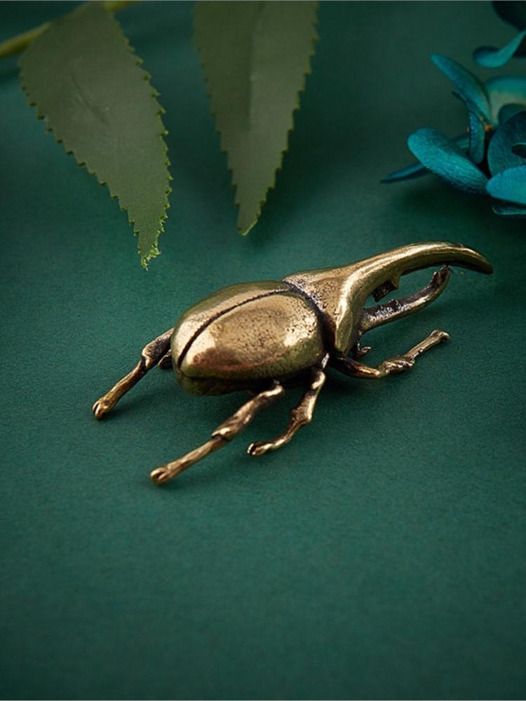 

1PC Pure Copper Brass Insect Figurine Miniature Bugs Tea Pet Ornament Copper Beetle Statue 5.3cm*2.1cm золотой