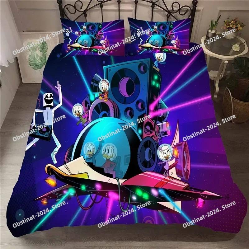 Dj Lovers Bettwäsche-Set Schlafzimmer-Dekoration 3D Marshmello-Muster Bettbezug mit Kissenbezug Hip Hop Musik EDM Mosaik Dj Bett-Set