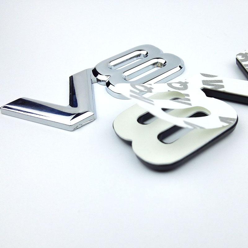 3D Metal Black Chrome Car Rear Trunk Fender Side Emblem Badge V8 Sticker For VW Toyota Honda Jeep Land Rover Car Acceesories