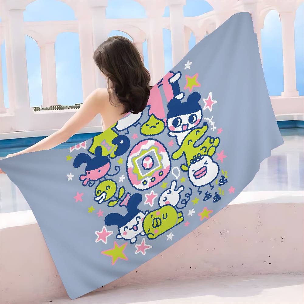 Classic T-Tamagotchi Cut Friend Game  Bath Towel Microfiber Soft Water Absorbing Breathable For Girl Kids Decorative Beach Towel