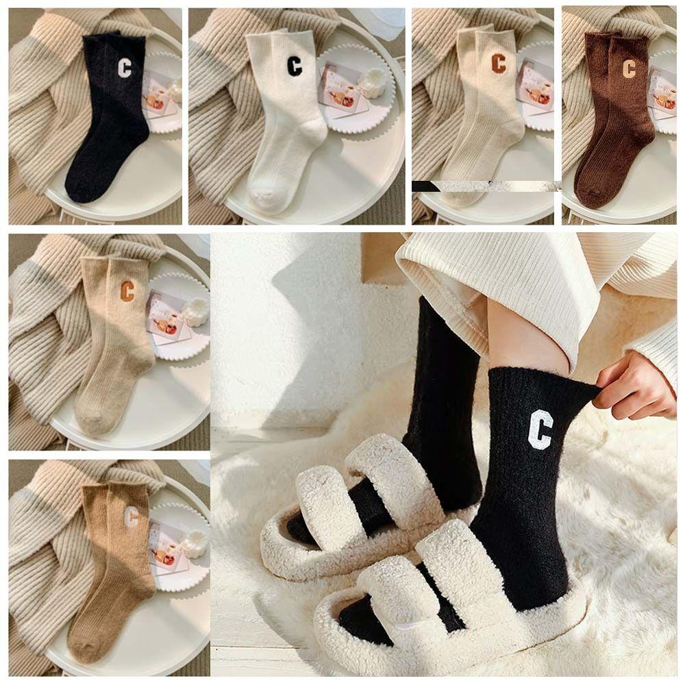 

Letter C Warm Socks Soft Autumn Winter Socks Cute Women Wool Socks Autumn Winter чорний