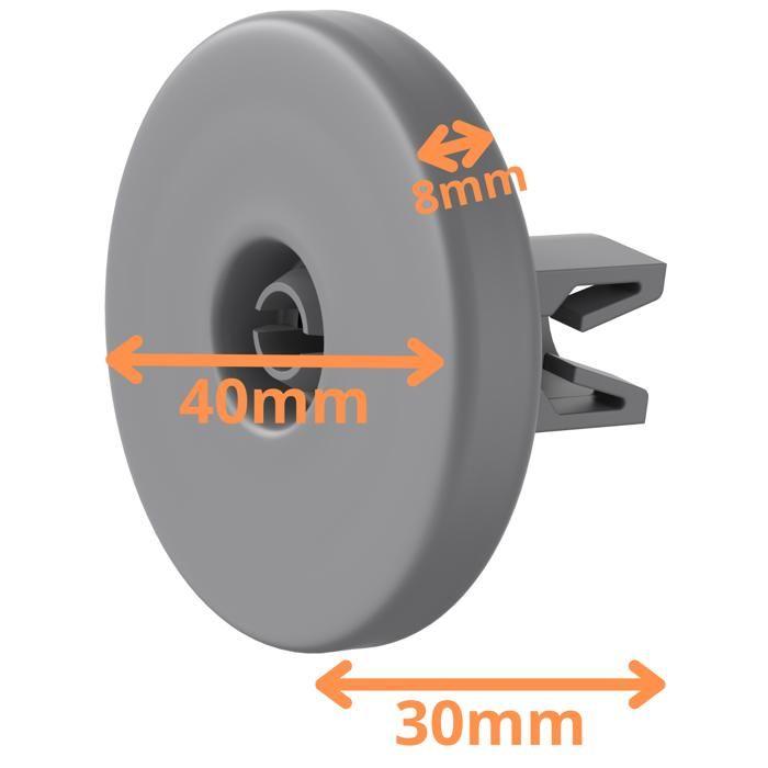 Dishwasher Wheels - Universal - Pack of 8 - Compatible with AEG, Candy, Electrolux - 40mm - Lower Basket