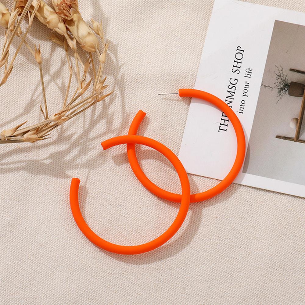 Geometric Round Personality Candy Color C-shaped Hoop Earrings Round Earrings Women Jewelry