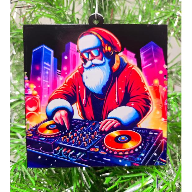 DJ Santa Ornament North Pole Night Club Mixing Music House EDM