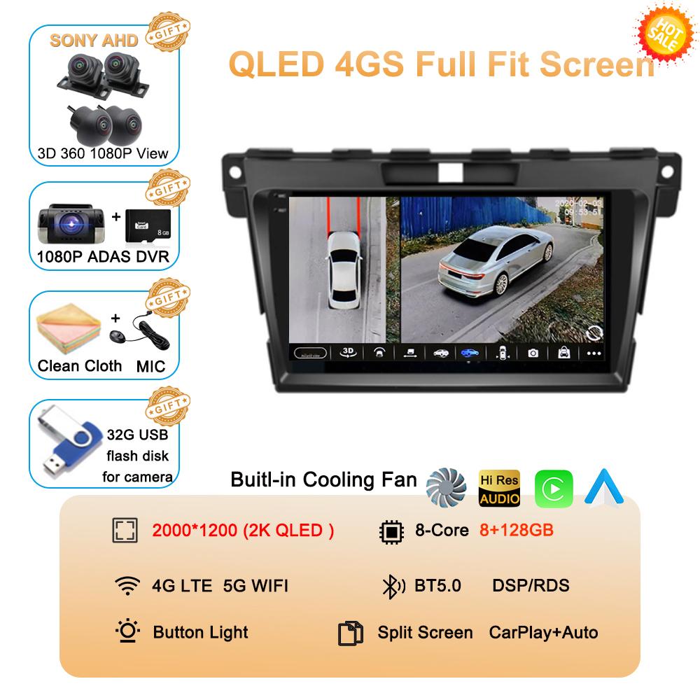 Android 14 DSP Car 2DIN GPS Navigation Radio Multimedia Video Player QLED For MAZDA CX-7 Cx7 Cx 7 2007 2008 2009 2010 2011-2014
