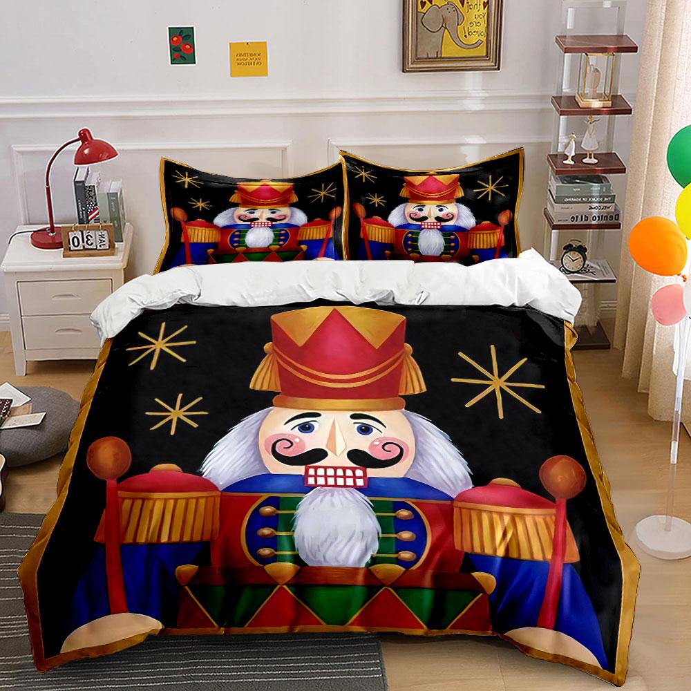 Nutcracker Soldier Design Bedding Duvet Cover Set Duvet Cover Pillowcases (1*Duvet Cover 2*Pillowcases, without duvet insert)
