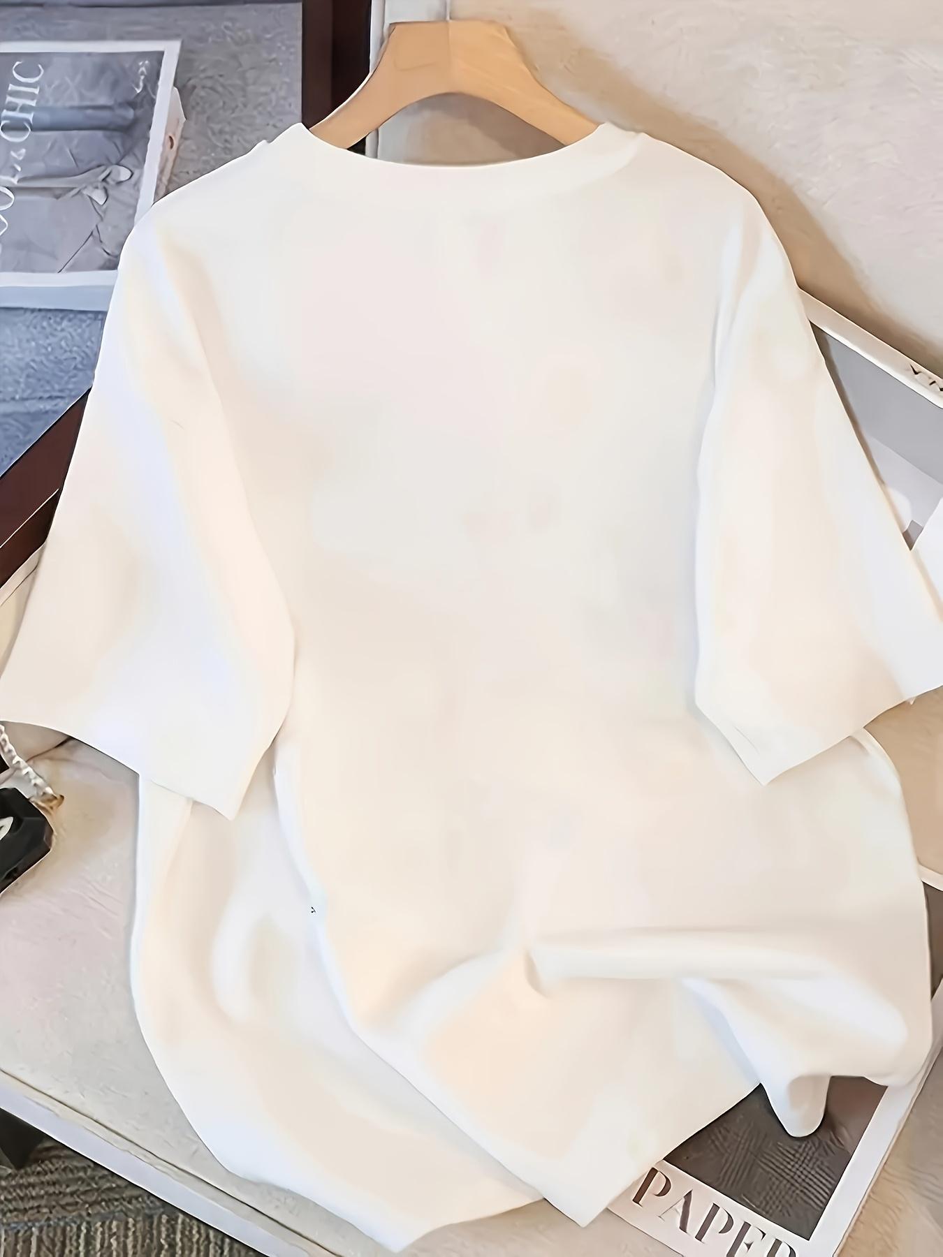 WomenS Casual Round Neck TShirt Short Sleeve White with Black Heart PARIS Graphic Lightweight Summer S