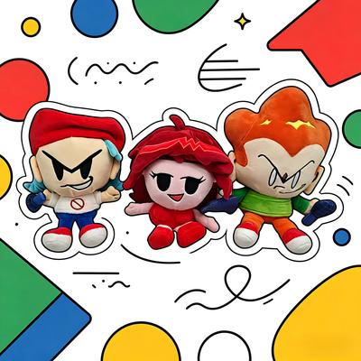 20Cm Cute Fnf Character Plush Set Boyfriend And Girlfriend Stuffed Dolls With Microphone For Kids Toys