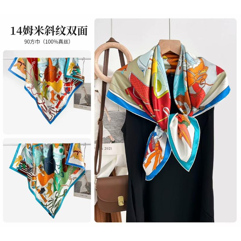 Silk twill 14 mmi large silk scarf women's fashion versatile high-end mulberry silk square scarf light luxury versatile 90 shawl