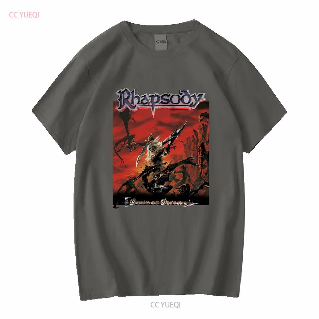Vintage 2000 Rhapsody of Fire T Shirt Dawn Victory Long Sleeves Vintage Washed Designer Clothes Homme Casual Stylish