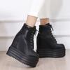 Lace Up Boots 16CM Thick Heel Ankle Boots Women High Heels Autumn Winter Woman Shoes Black Boots Platform Shoes