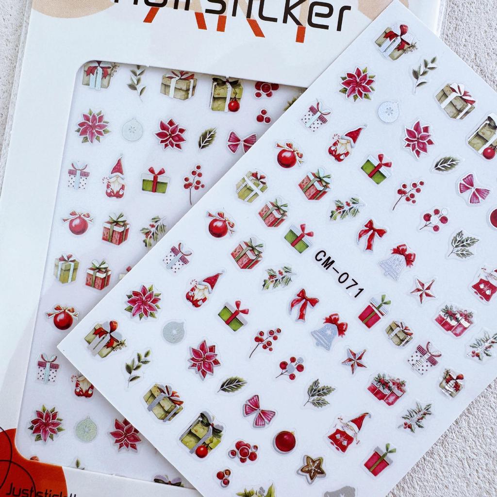 Snowflake Santa Claus Silver Nail Stickers - Christmas Decoration, Hot Seller in Cross-border E-commerce