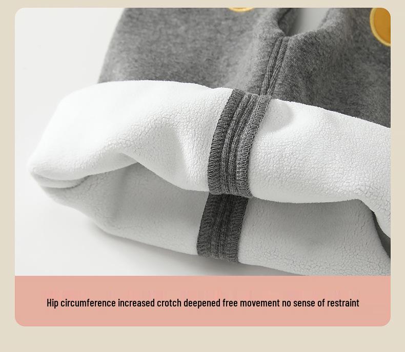 2025 Herbst/Winter Mädchen Leggings mit Herzdesign, Fleece gefüttert für Babys 0-3 Jahre - Lange Hosen mit offenem Schritt