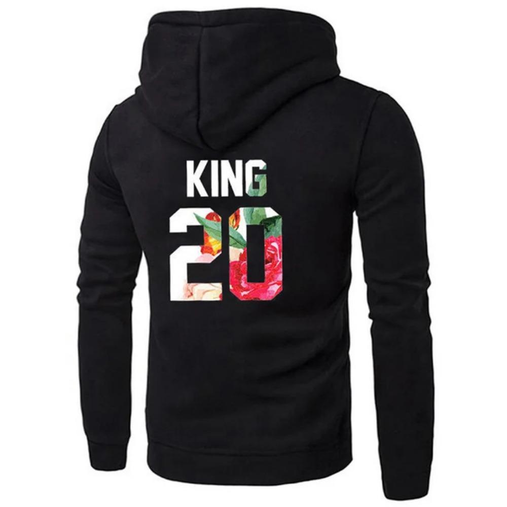 King Queen Couple Sweatshirt Hoodie For Valentine's Day Casu