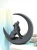 3D Printed Wolf and Moon High Aesthetic Creative Desk Decor Office Tabletop Mini Sculpture Modern Home Desktop Ornament Gift
