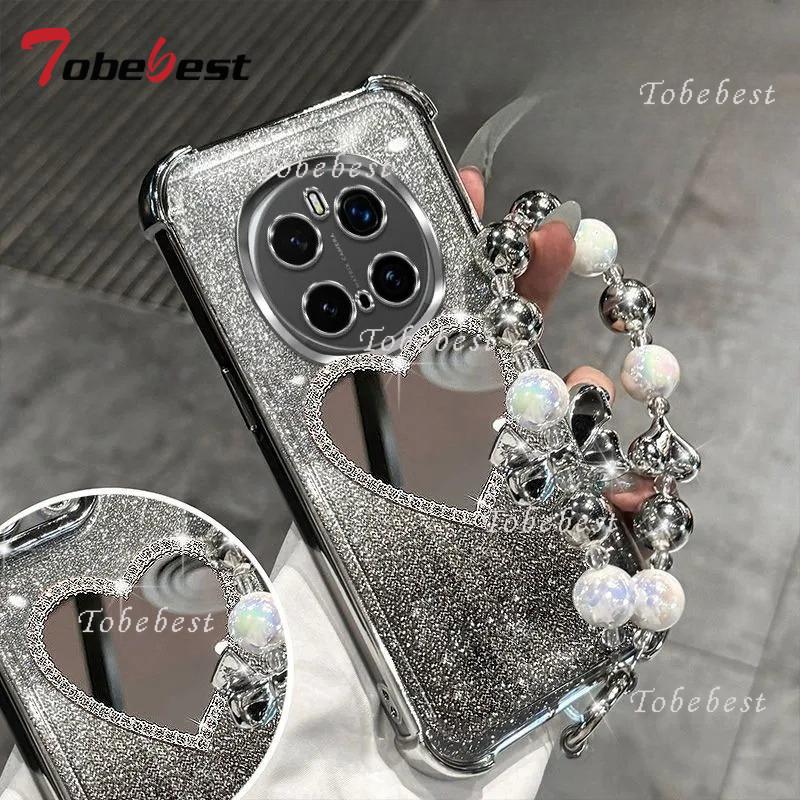 Glitter Plating Love Mirror Bracelet Case for Huawei Honor Magic 7 Lite 6 5 4 3 Pro Shockproof Silicone Cover
