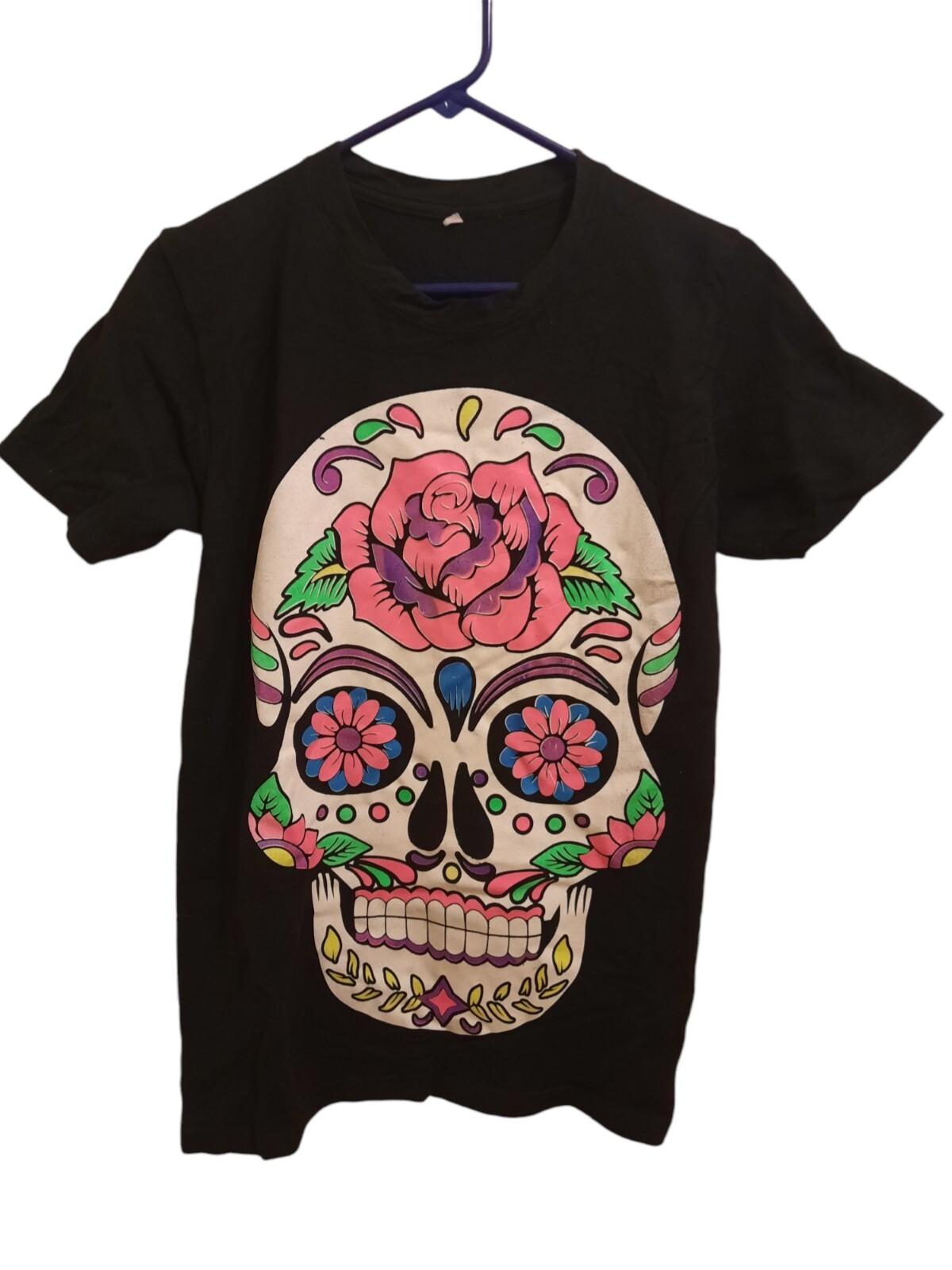 Day of The Dead Sugar Skull T-Shirt Gold Calavera Dia de Muertos Mens Tee Shirt S разноцветный