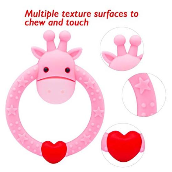 BPA Free Silicone Giraffe Baby Teething Toy with Storage Case for 3 Months and Gum Pain Relief for Baby Shower Teething Toy SHARE&CARE Up, Infants,