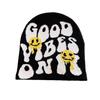 Halloween Pattern Letter Beanie Knitted Cap For Unisex Winter Fashion Hat Gift