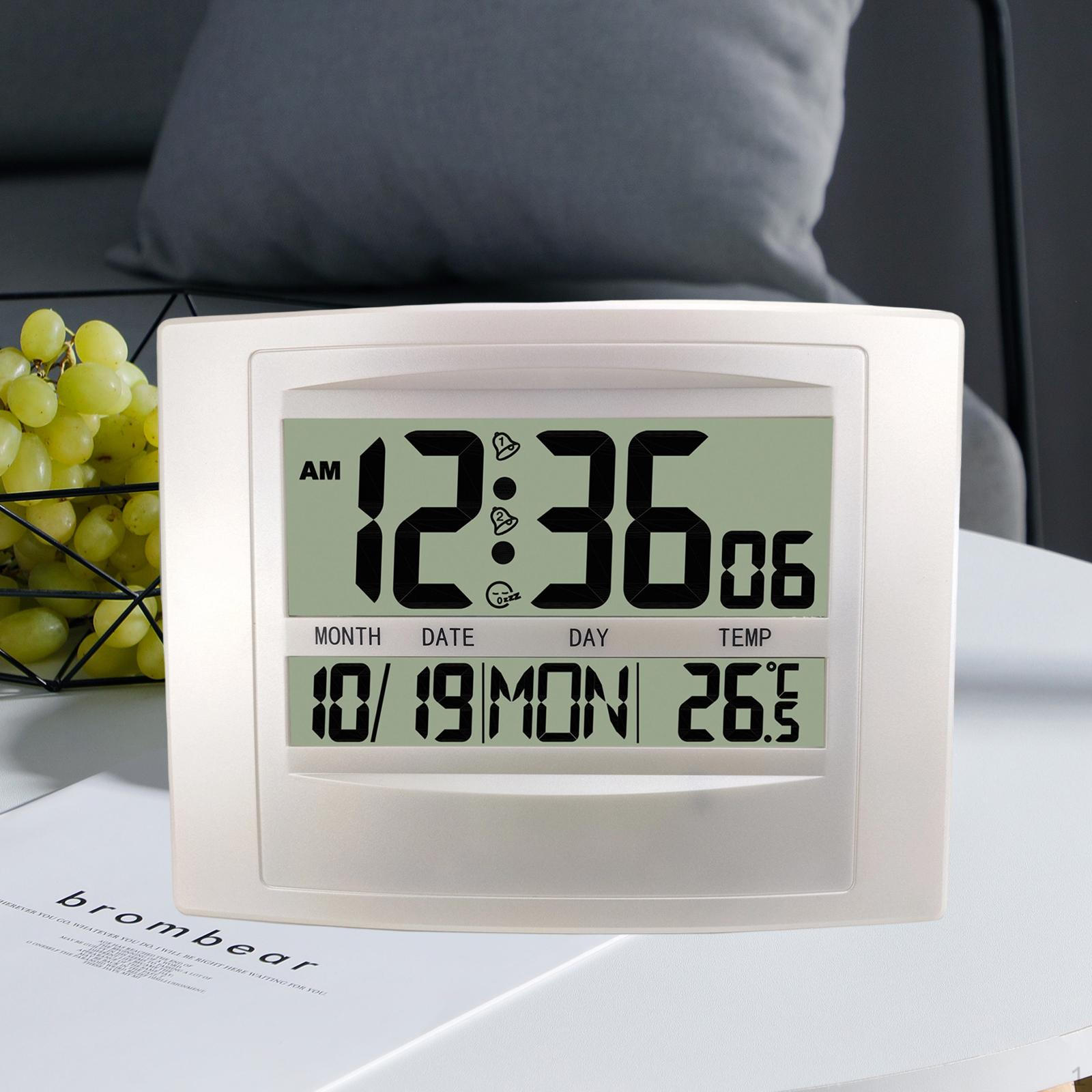 

Digital Alarm Clock Display NightStand Electronic Calendar Clock, Wall for Bedroom белый