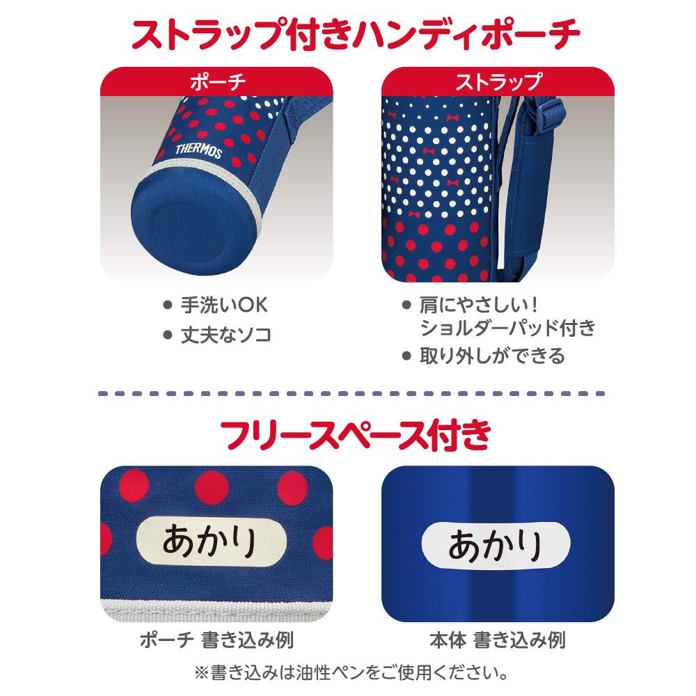 Thermos Vacuum Insulated Two-Way Water Bottle, 1.0L1.03L, Navy Dot, FJJ-1000WF NVD