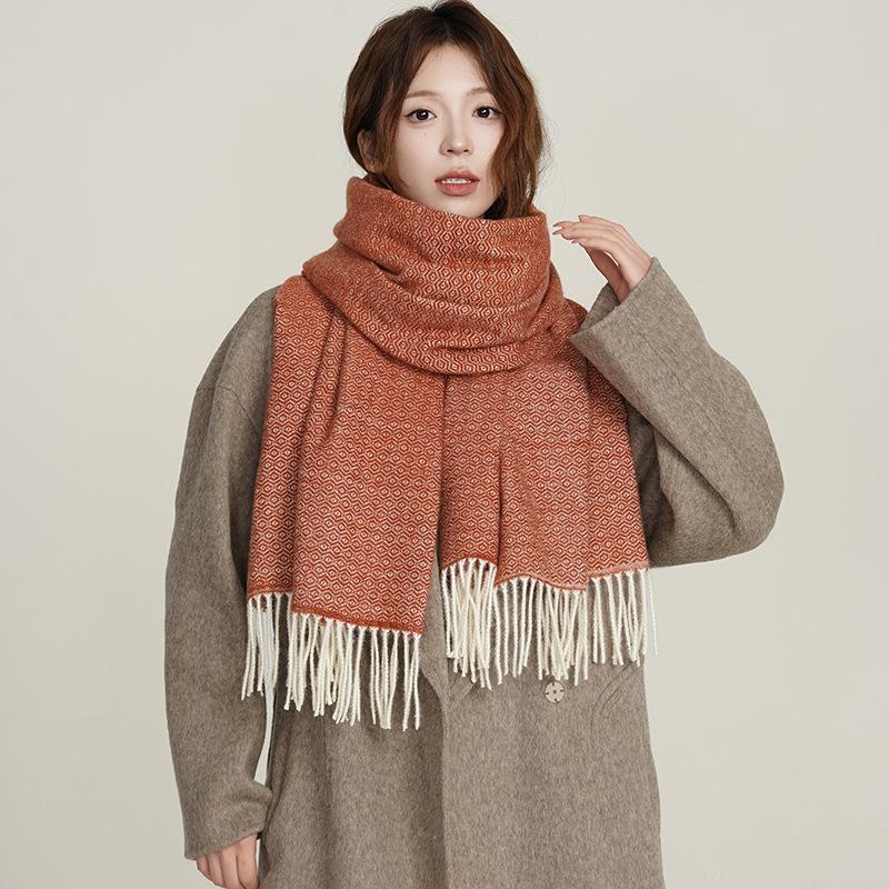 Scarf Exquisite in Honeycomb Mid Length Tassel Shawl High End Cold Proof and Warm Versatile Couple Student Scarf