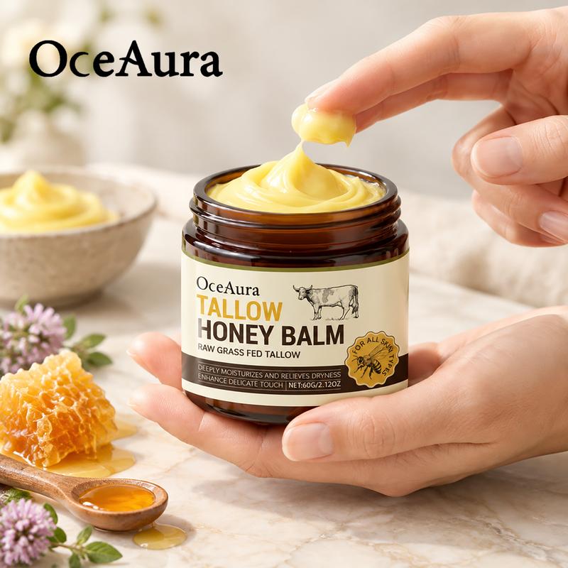 Organic Beef Tallow Honey Balm Lock Moisture Soften Rough Skin Smoother Texture Natural Formula Face Body Moisturizer
