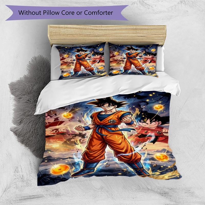 3pcs Duvet Cover Set (1*Duvet Cover + 2*Pillowcase, Without Core), Dragon Ball Print Bedding Set, Bedroom Decor, All‑Season, Gift