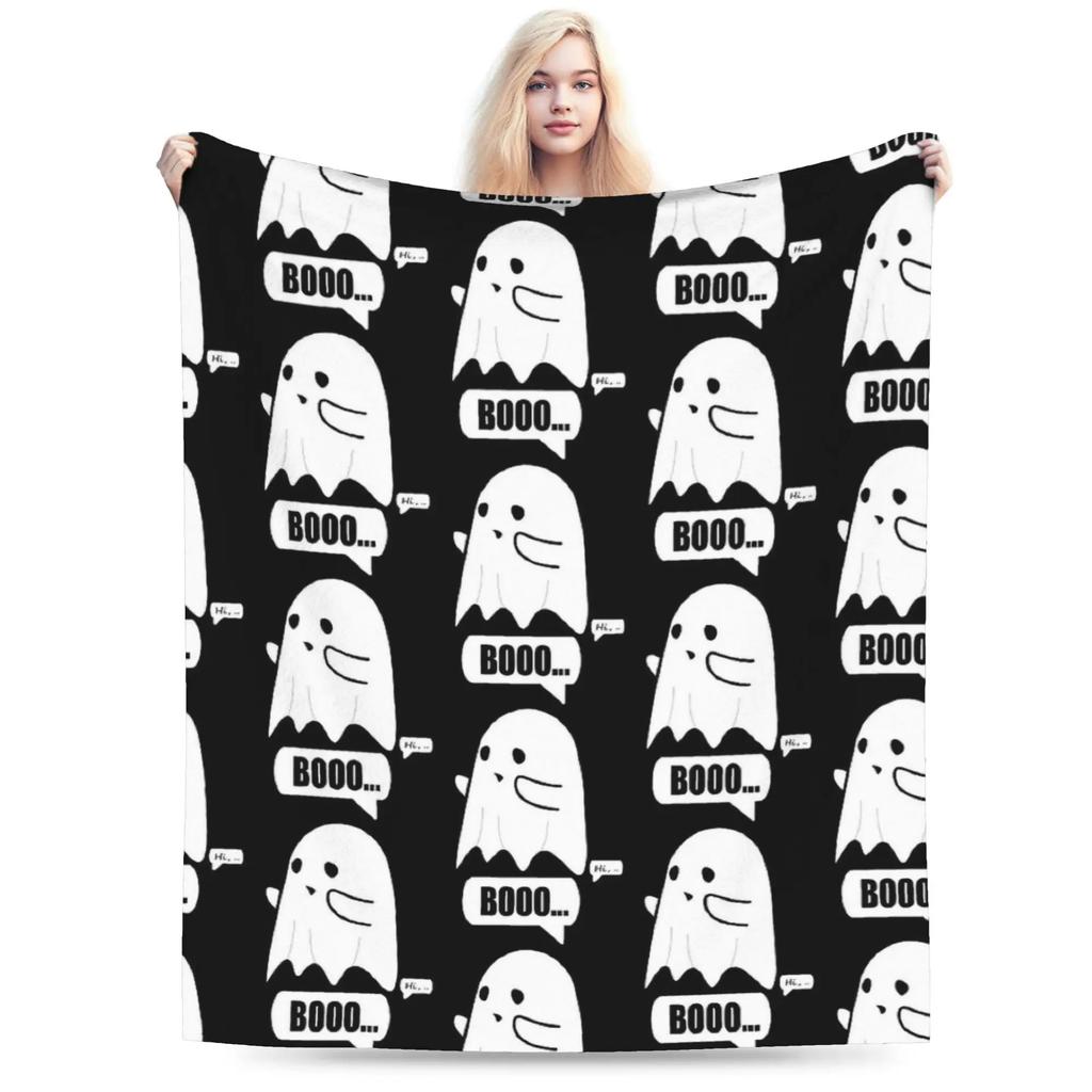 Warm Flannel Throw Blanket for Girls Boys  Airplane Travel Purple Spooky Halloween Ghosts Design for Sofa Bed Chair Cover