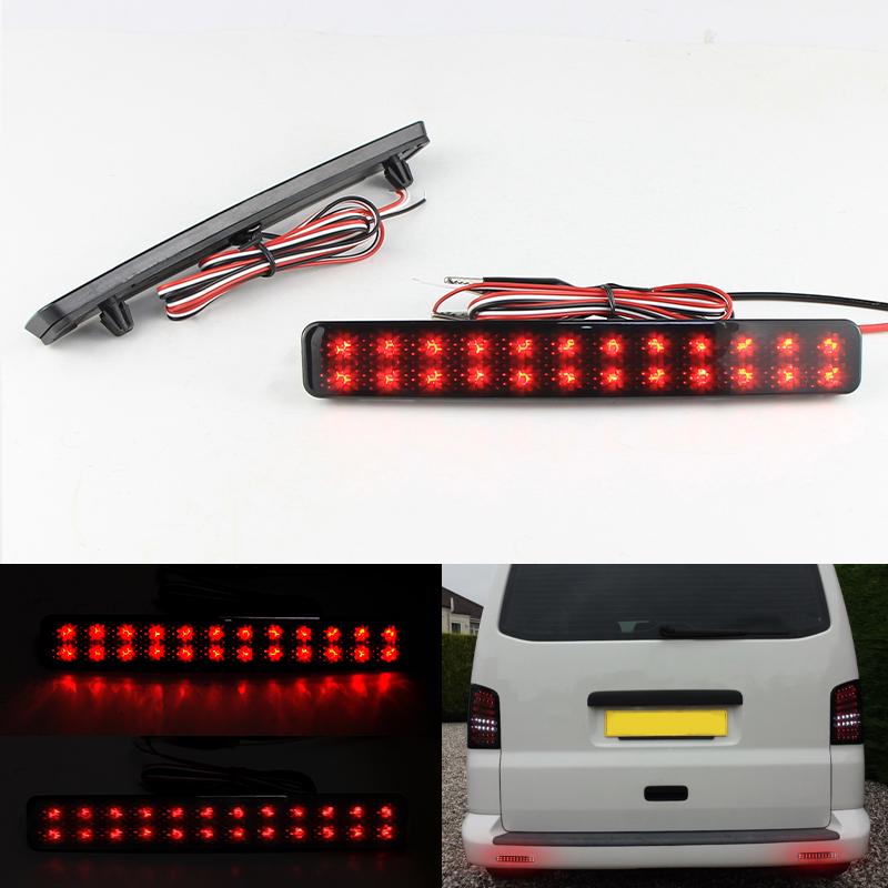 2Pcs Red Rear Bumper Reflector LED Tail Stop Brake Light For VW T5 Transporter Rear Fog Lamp OEM# 7E0945105C, 1485999, 14245773 2pcs Smoked Lens