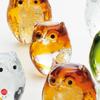 ADERIA Tsugaru Vidro Ornament Baby Owl Amber Made In Japan Presentation Box Interior Ornament Cute Bird Gift for Housewarming Retirement Birthday Gift