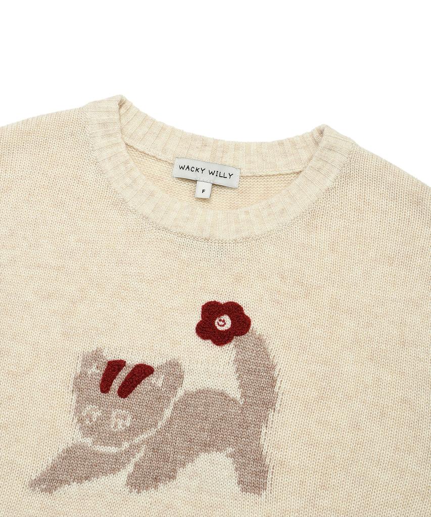WACKY WILLY Women'S Leo Graphic Grunge Pullover Cream
