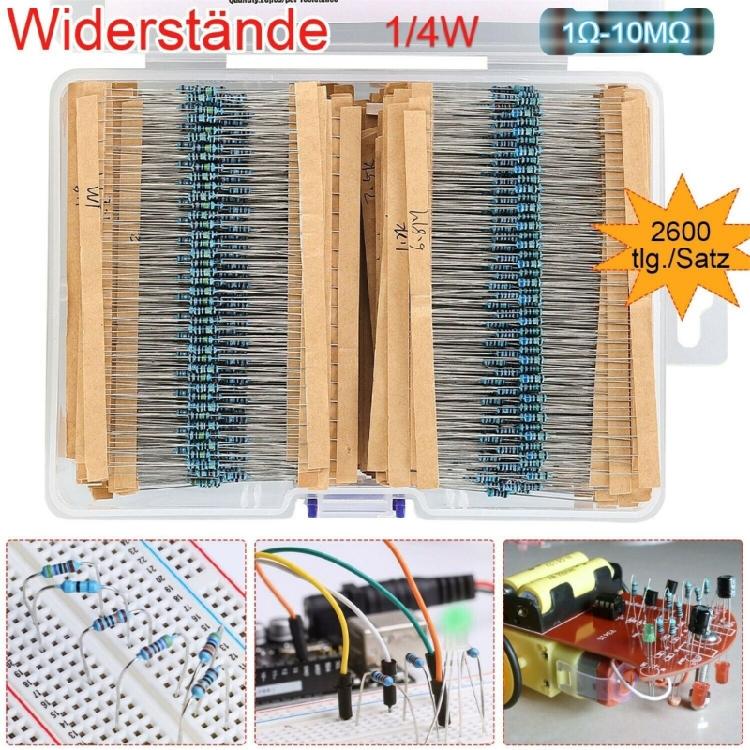 2600Pcs Metal Film Resistor Kits 1Ohm-10MOhm 1/4W 1% 130 Values Resistor Kits for Making Projects and Experiments
