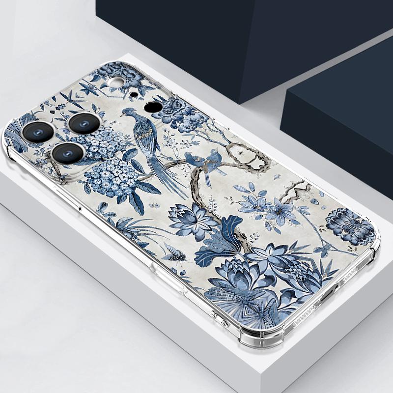 

Flower Tree Pattern Phone Case For iPhone 17e 17 16 15 14 Pro Max 14 13 Pro 16 TPU Clear Shockproof Soft Card Slot Pocket Cover iPhone17e