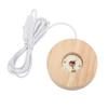 LED Light Base USB Interface Oak Wood Material Round 2cm 0.8in Thickness Glowing Decorative Display Lamp for Home 5V