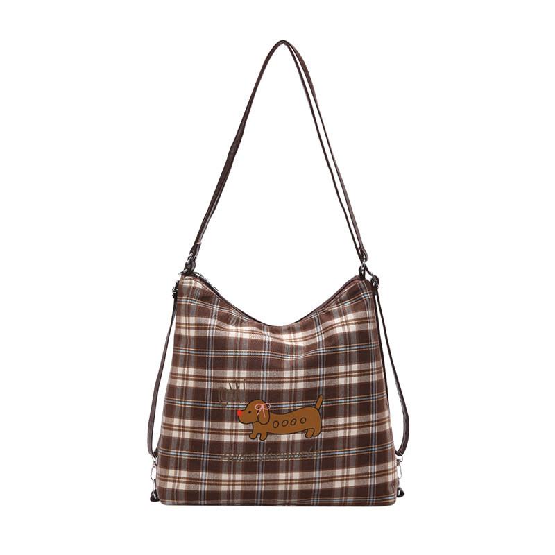 

Trendy And Multi-functional Checkered Tote Bag For Women In Soft And Stylish Colors коричневий
