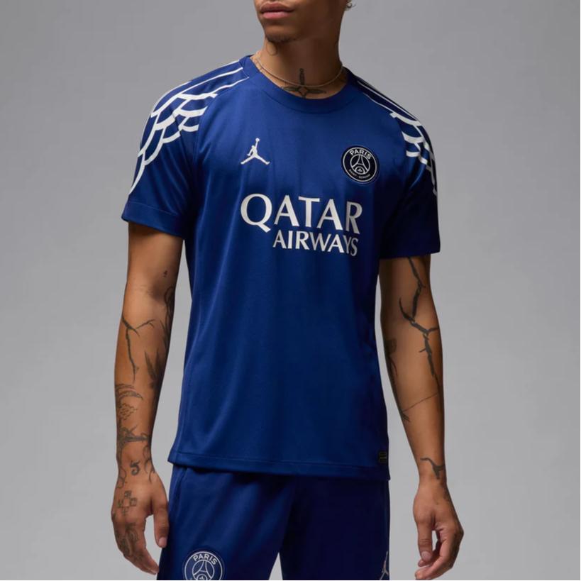 Fotbalový replika dresu Air Jordan Paris Saint-Germain 2024/25 Stadium Fourth Dri-FIT Modrá Void/Phantom/Phantom Pánské topy HJ0865-493