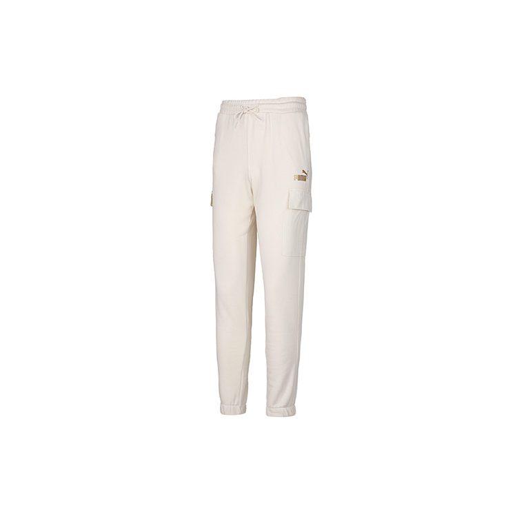 PUMA Winterized Knitted Sweatpants Men's Ivory White Thickened Straight Fit Pants 848258-73