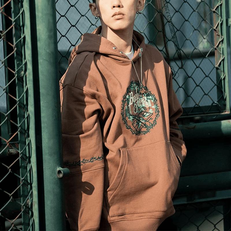 Li-Ning Anti Series Hoodie With Solid Pattern Print Long Sleeve Unisex Tops Brown AWDS643-2