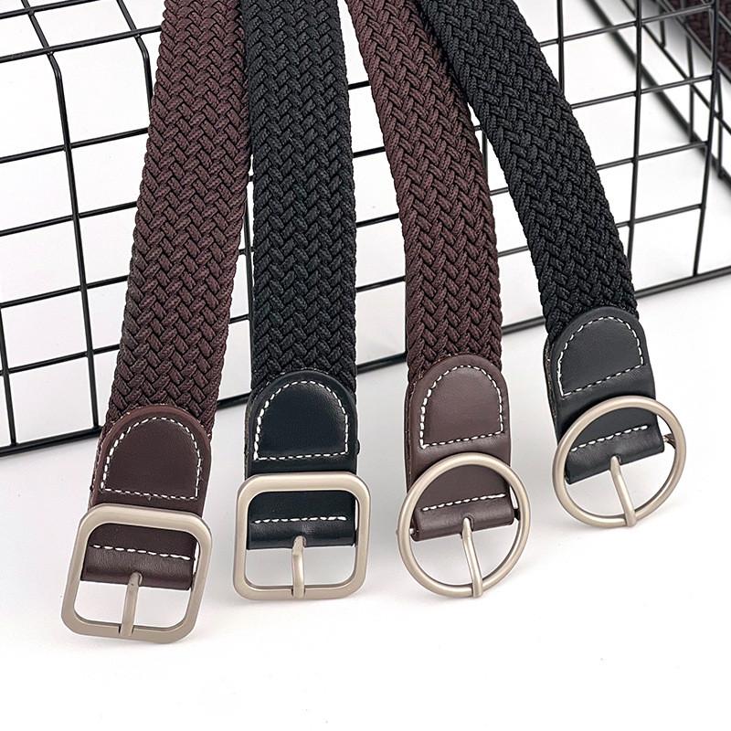 Weave Casual Elastic Waistband With No Drilling Design For Office Fashion