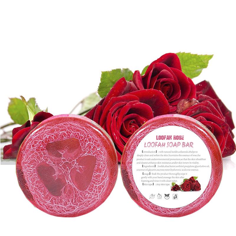 Sapone Spugna Luffa al Limone Fatto a Mano - 100g Sapone Detergente con Olio Essenziale Sale Marino Rosa e Spugna Luffa per Viso e Corpo.