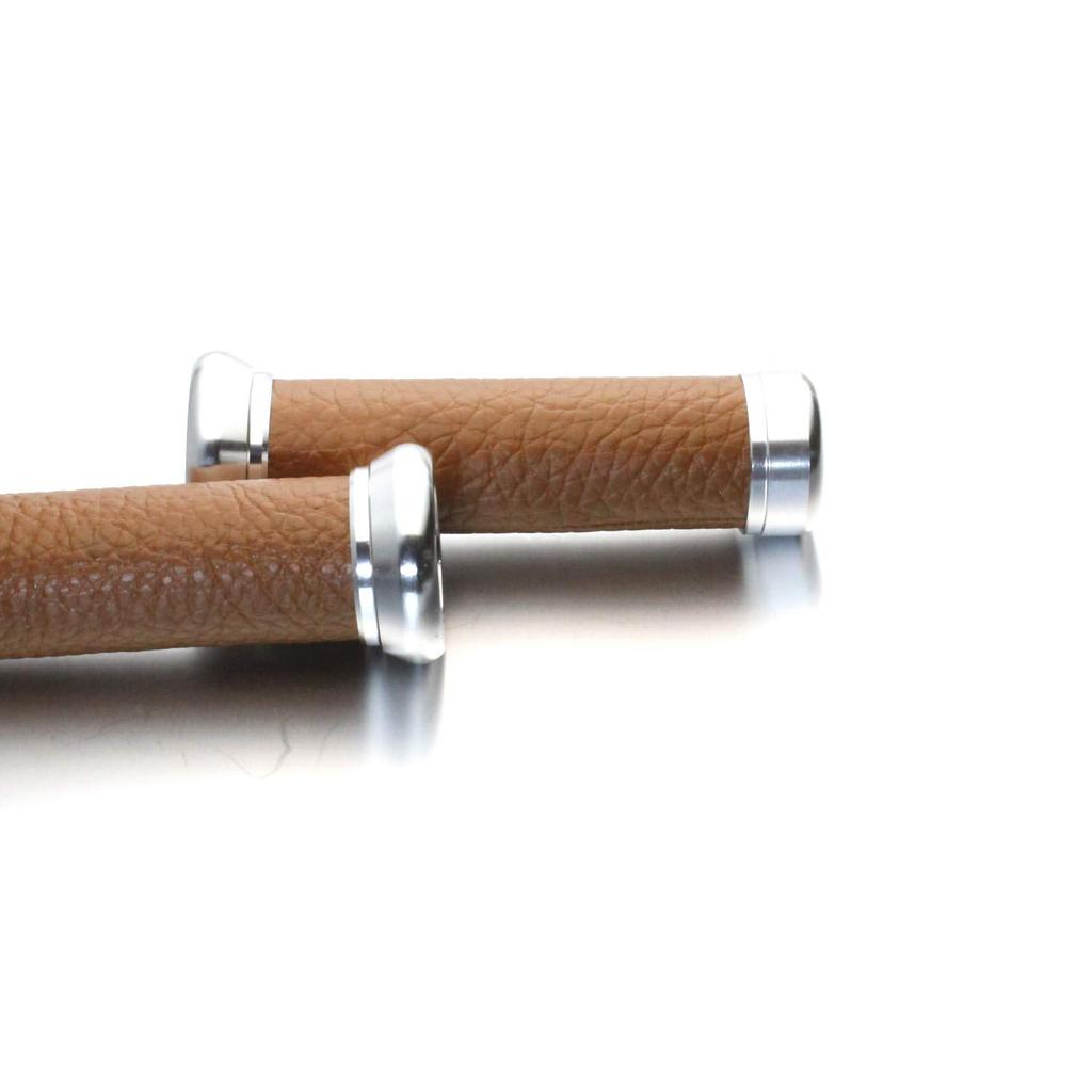 Nakira Motorcycle Grip with Bar End Handle Custom Aluminum Leather 22.2mm (Brown)